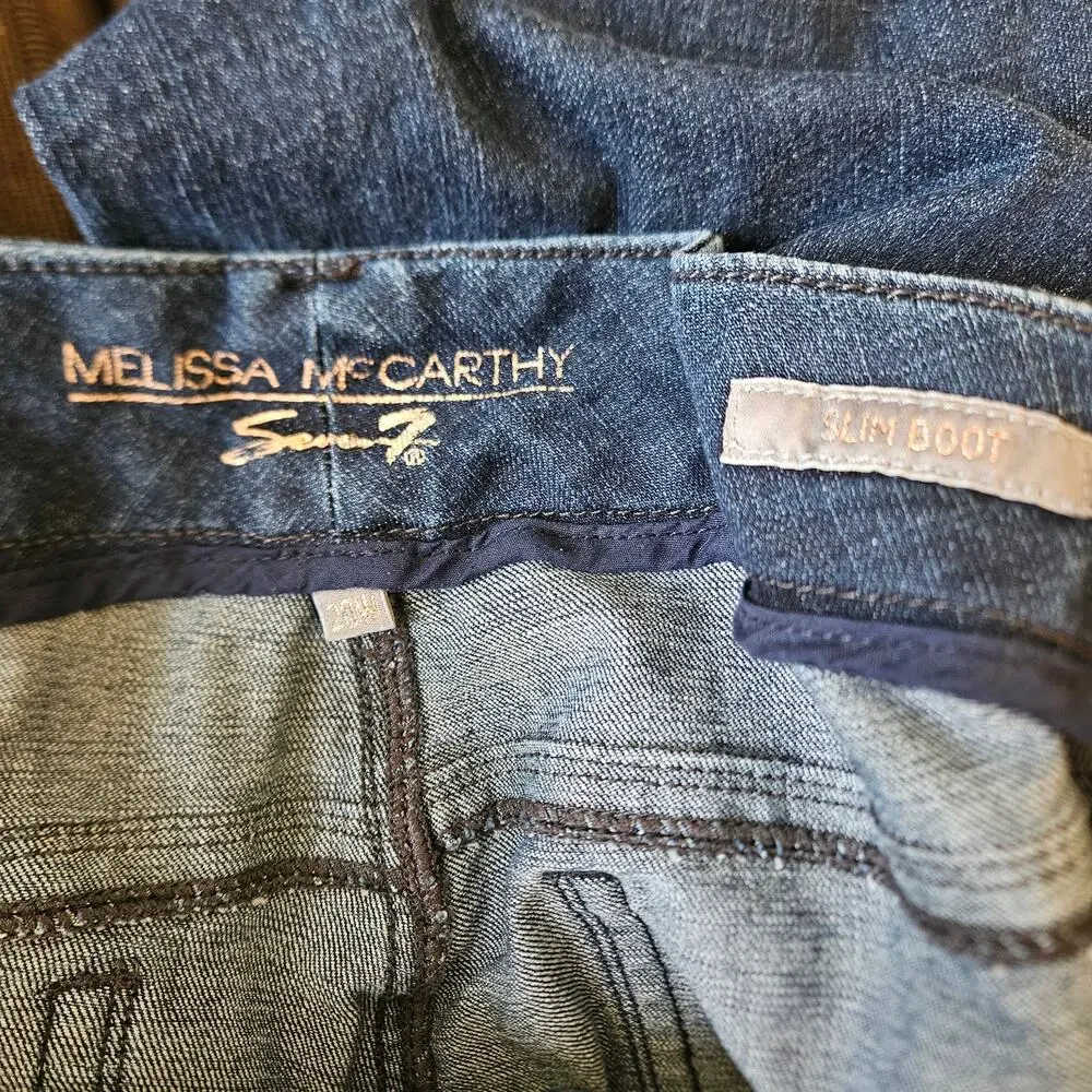 Seven7 Melissa McCarthy Slim Boot Jeans, Size 20W Embellished Dark Wash Ankle - Picture 5 of 9